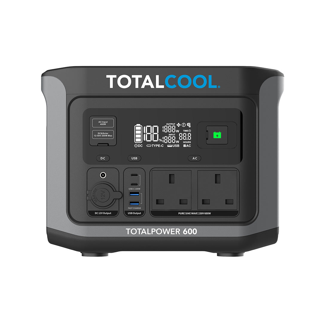 Totalpower 600 Tragbares Kraftwerk - LiFePO4 - 2 AC-Ausgänge - 4 USB-Ausgänge - LED-Anzeige - mobile Stromversorgung - schnelles Laden - wiederaufladbar mit Solarmodulen - Camping - Reisen - netzunabhängig - Outdoor