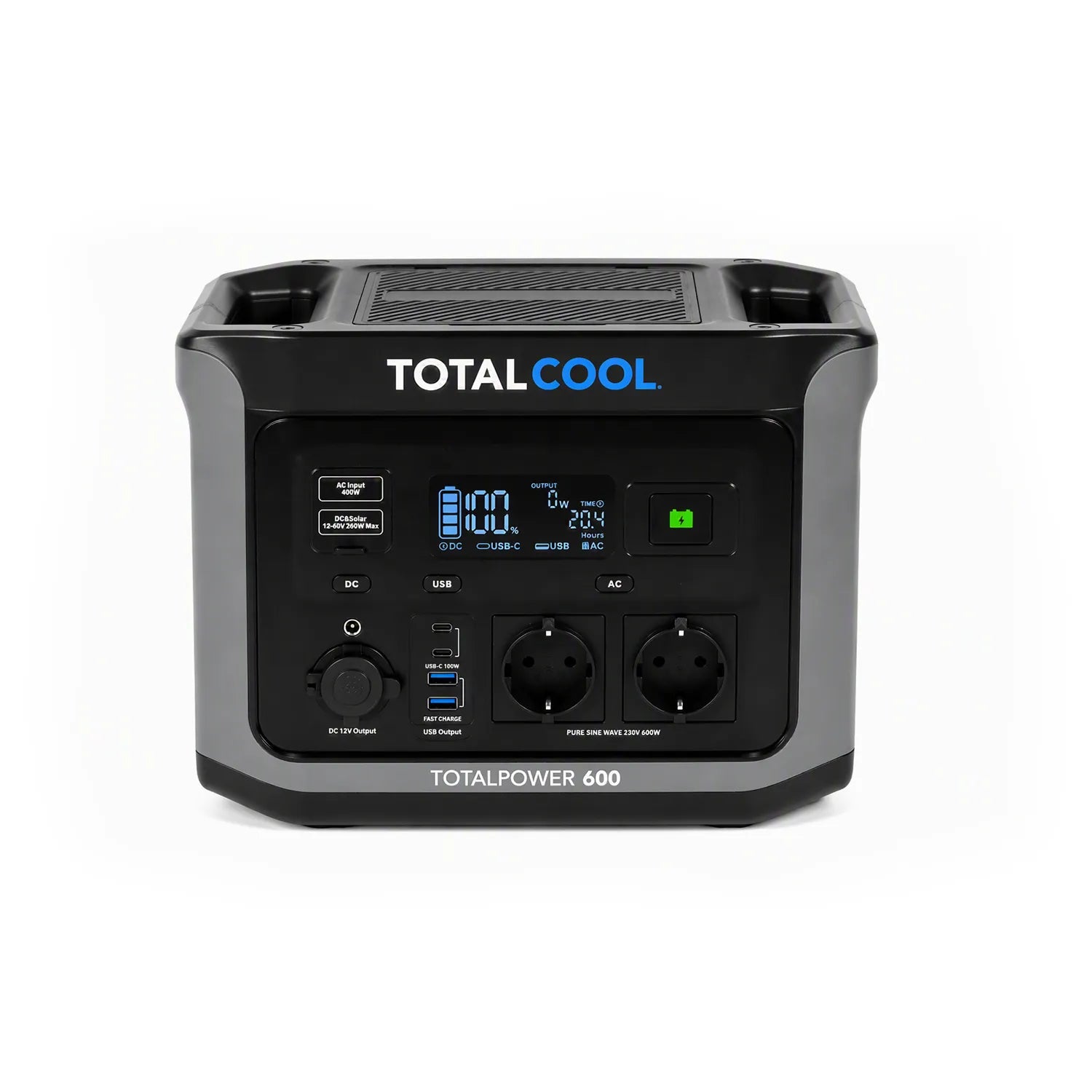 Totalpower 600 Tragbares Kraftwerk - LiFePO4 - 2 AC-Ausgänge - 4 USB-Ausgänge - LED-Anzeige - mobile Stromversorgung - schnelles Laden - wiederaufladbar mit Solarmodulen - Camping - Reisen - netzunabhängig - Outdoor